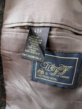By Farah 100 Wool Tweed Gray Check Men's Blazer 40R Regular Fit Inner Pockets