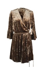 L'agence Riley Wrap Velvet Dress In Polyester Women Brown M