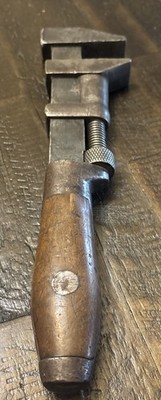 Vintage Antique BILLINGS COES Adjustable Monkey Wrench USA 12  Wood Handle