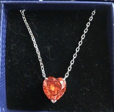 14 Kt Gold Plated Stainless Steel Red Cubic Zirconia Heart Necklace