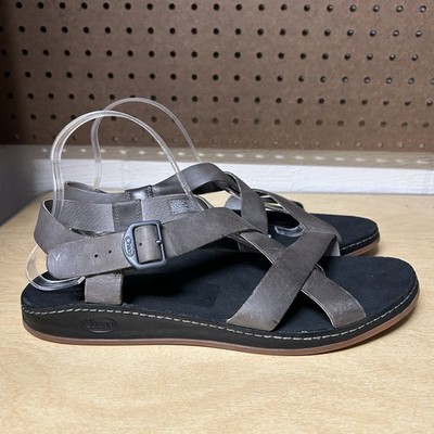 CHACO Wayfarer Classic Z Women s 12 Leather Strappy Hiking Sandals Tornado Gray