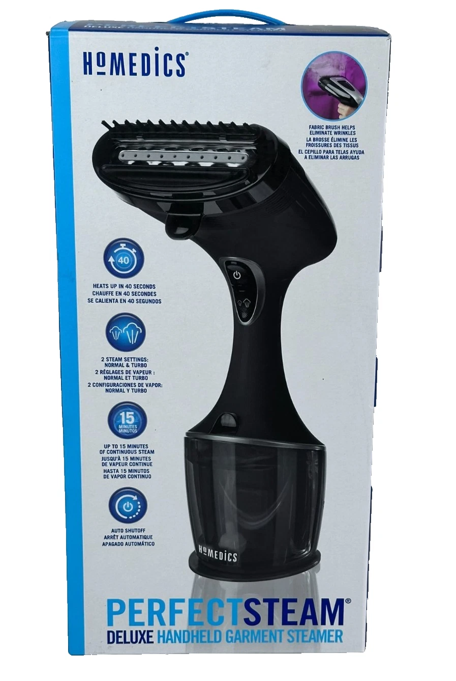Homedics PerfectSteam Handheld Garment Steamer for Clothes, Sheets and Black