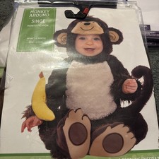 New Monkey Baby Infant Costume With Banana Size 3 - 6 Months Halloween