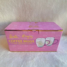 Barbie Dragon Glassware Coffee Mugs 16oz Set of 2 Barbie Dreamhouse Collection 