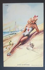 Streamline Bathing Beauties "Blond Adventuress" Unposted Curteich Linen Postcard