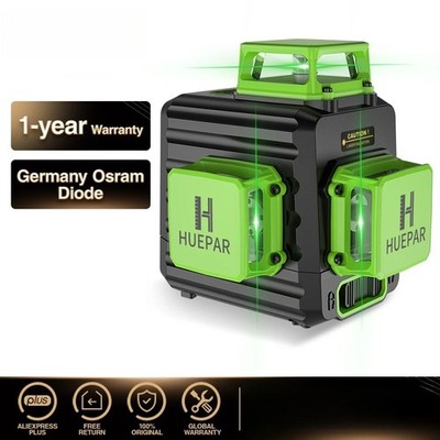 12Lines Laser Level 3D Self Leveling High Brightness Green Horizontal & Vertical