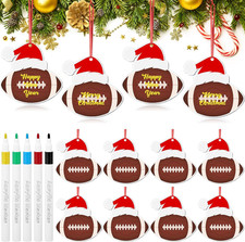 12 Pcs Football Christmas Ornaments 4 Inches Acrylic Sports Ball Ornaments Chri