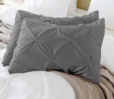 Standard Pillow Shams Set of 2 Pinch Pleated Dark Grey Pillow Shams Standard