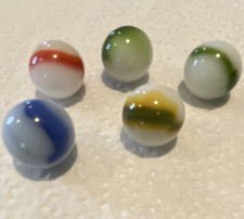 Lot of 5 Glass Toy Marbles Swirl Style Mixed Assorted Colors Machine Made
