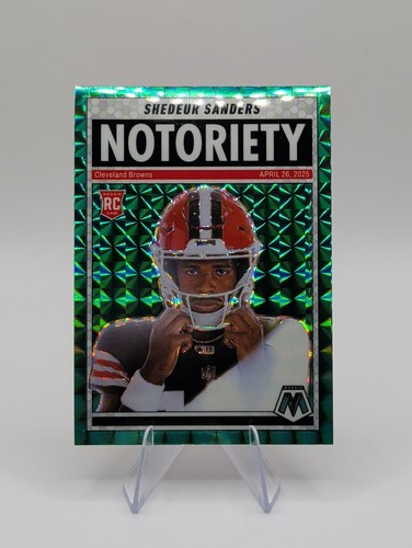 2025 Mosaic Football - Notoriety Shedeur Sanders Green Mosaic Prizm (RC) #13