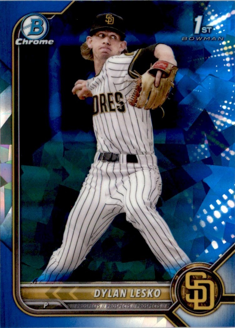 Dylan Lesko 2022 Bowman Draft Chrome Sapphire RC #BDC-27 San Diego Padres