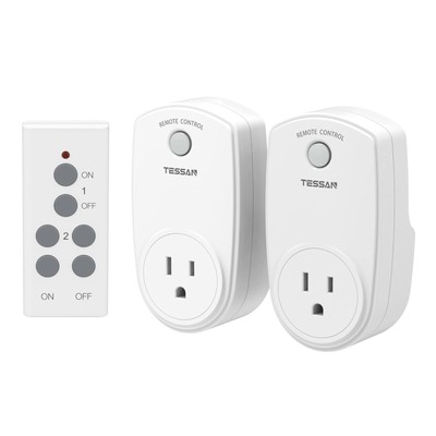 2 Pack Remote Control Outlet, TESSAN Wireless Electrical Plug Switch for Ligh...