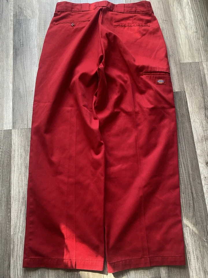 Pantalones de carpintero Y2K estilo holgado vintage Dickies rojos de colección para hombre ropa de trabajo de carga Foto 4 de 4