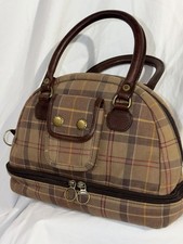 Vintage Barbour Tartan Dome Handbag Leather T...