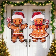 Vellibring 2 Pcs Christmas Gingerbread Man 11.8 x 17.3 inches, Multicolor 