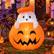 Inflatable Ghost Outdoor Decoration, 4ft Halloween Scary Blow Up Yard D cor