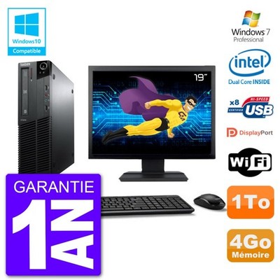 PC Lenovo M82 SFF Bildschirm 19'' G640 RAM 4GB Festplatte 1TB DVD-Brenner Wifi W7