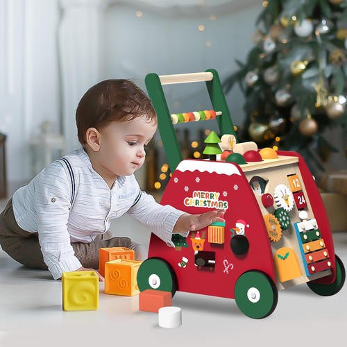 Wooden Baby Walker with Wheels, Baby Push Walker with Activity Center for Gir... - Picture 6 of 6