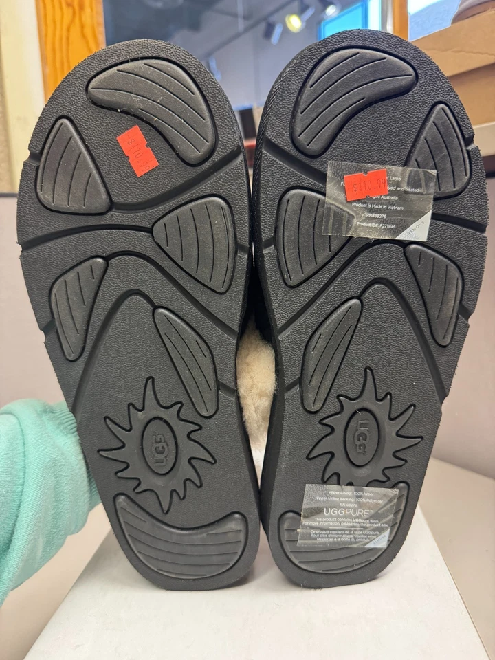 Chinelo Feminino UGG Duplo Diamante Aconchegante Preto Tamanho 12 Novo em folha - Imagem 4 de 4