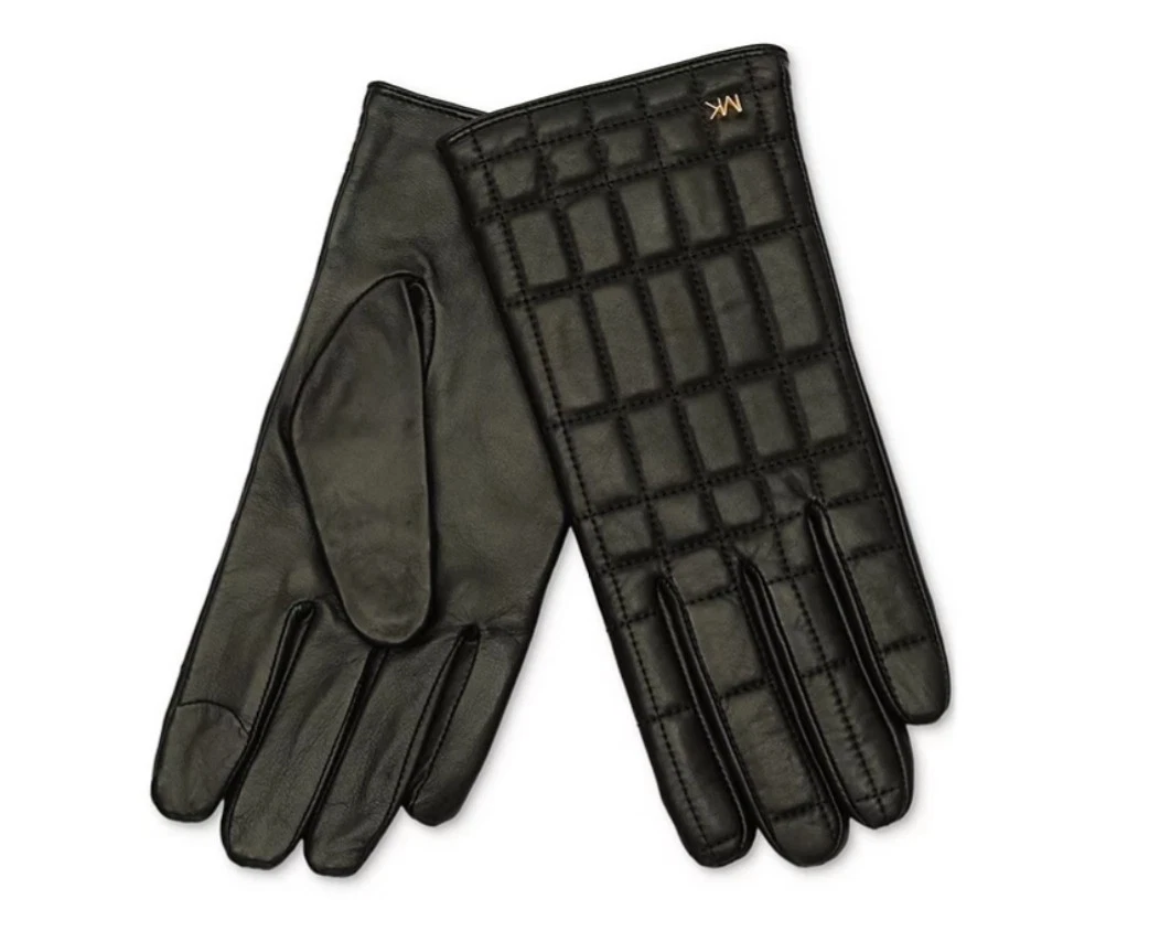 MICHAEL KORS quilted leather touchscreen women’s gloves - Black LG (Has defect)~