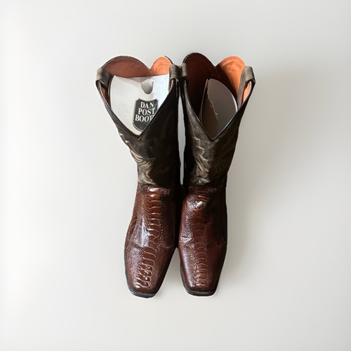 Dan Post Homme Brigston Marron Cuir Amples Bout Carré Bottes Western