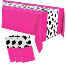 Pcs 54 x 108 Inch Cow Print Tablecloth Party Decor Western 3 Hot Pink Pattern