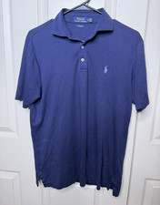 Polo Ralph Lauren Men's S Blue Classic Fit Solid Cotton Polo Shirt Logo