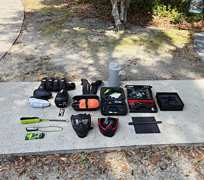 Planet Eclipse gtek 170rPaintball Marker Package w/ Masks, Loaders, Pods, Barrel
