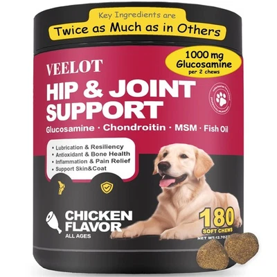 VEELOT Best for Dogs Hip and Joint Supplement Chews,Glucosamine Chondroitin Dogs,Joint
