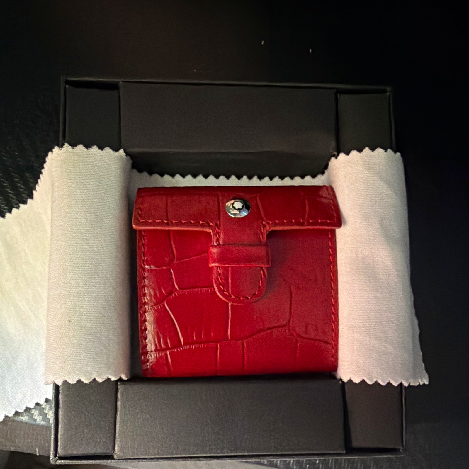 Montblanc Timepieces Mini Leather Red Quartz Analog Alarm Clock Round Arabic