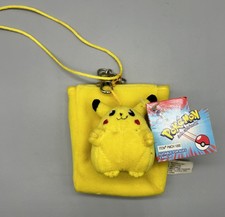 Pikachu-Yellow Plush Coin Pouch Lanyard Strap Card Holder-Nintendo 1999.