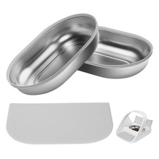 2 Pcs Stainless Steel Bowls with Mat for Microchip Pet Feeder Sealing Lid Grey