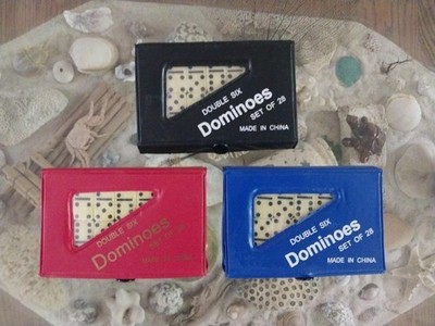  One Set Double Six Miniature Dominos Set of 28 Travel Size Pick A Color