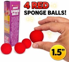 4 Red Magic BEGINNER SPONGE BALLS Magician Trick Set Kid Size 1.5" Foam Close Up