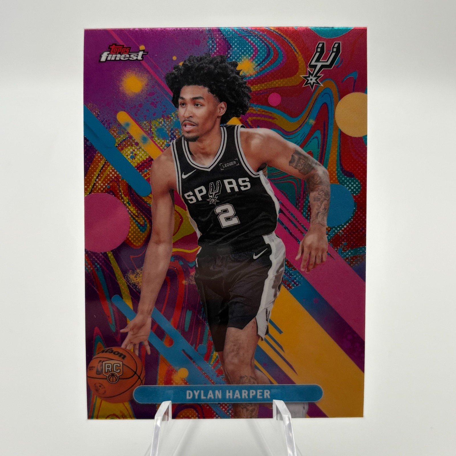 2025-26 TOPPS FINEST NBA #2 Dylan Harper Spurs RC Common Oil Spill Refractor