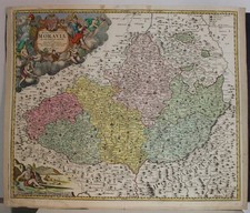 MORAVIA CZECH REPUBLIC 1720 HOMANN UNUSUAL ANTIQUE ORIGINAL COPPER ENGRAVED MAP