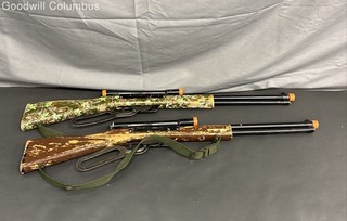 Toy Lever Action Gun Lot of 2 Camo and Brown with Scopes 26 Inch
