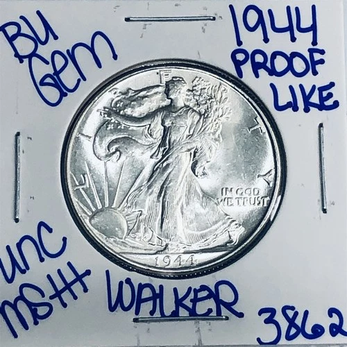 1944 BU UNCIRCULATED WALKING LIBERTY SILVER HALF DOLLAR AUTHENTIC U.S. MINT 3862