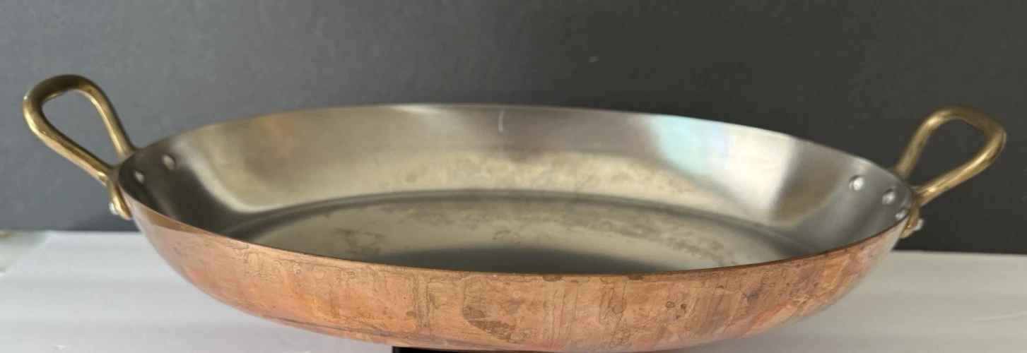 Williams-Sonoma Copper Gratin Pan Tin Lined Oval 12 X 8 Made In France