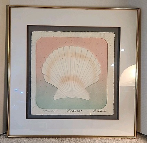 Vintage 1984 Limited Edition 648/950 SCALLOP Paper Art Prof Framed FIGI GIFTWARE - Picture 1 of 13