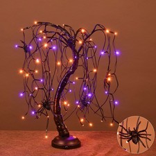 24-inch Halloween Willow Tree LED Spooky Bonsai Night Light,80 LED Lights, Ba...