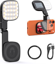 Magnetic Selfie Light for Iphone, Phone Light with a Mirror, Instant Attachment