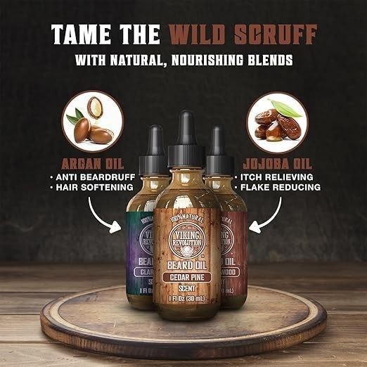 Beard Oil for Men 3 Pack - Natural Mens Beard Oil Variety Set