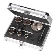 Diamond Grit Holesaw Kit 19-57mm Dia. Tile Cutting Hole Saws 11pc Kit + Case