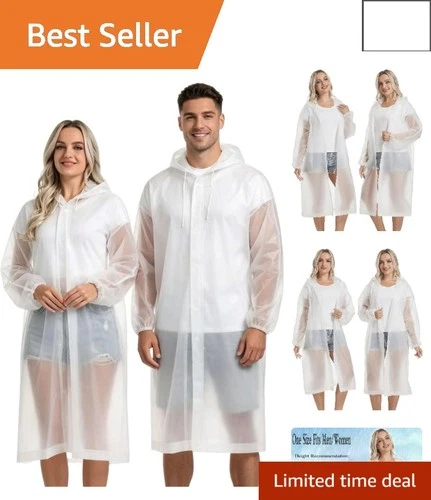 Adults' 2 Pack Reusable Waterproof EVA Rain Ponchos - Stylish Camping Essentials - product listing photo