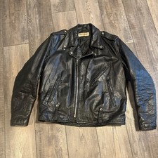 Vintage 1970s Harley Davidson AMF Black Leather Motorcycle Jacket Lined Size 46