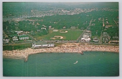 Falmouth Heights Beach Cape Cod MA Aerial View Chrome Postcard