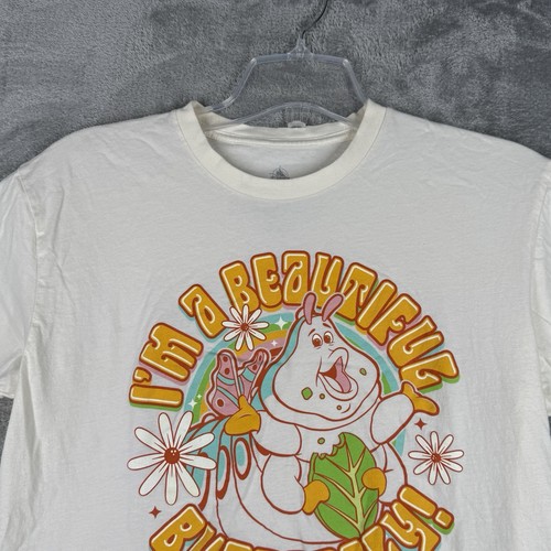 Disney Parks Shirt Womens Large Cream A Bugs Life Heimlich Beautiful Butterfly - Picture 4 of 8