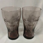 Coca-Cola Vintage Purple Drinking Glasses Set Of 2 Libby Amethyst Glass
