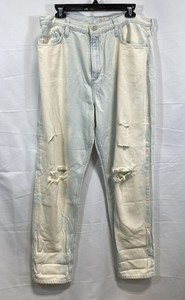 French Connection Women's Jeans Light Wash Bleached Distressed High Rise Sz 10
